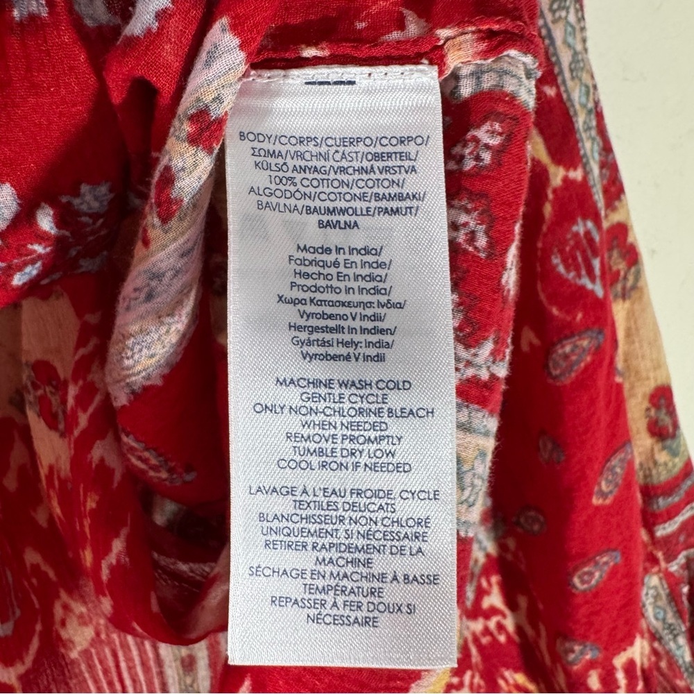 Chaps Red Patchwork Western Peasant Blouse - image 8